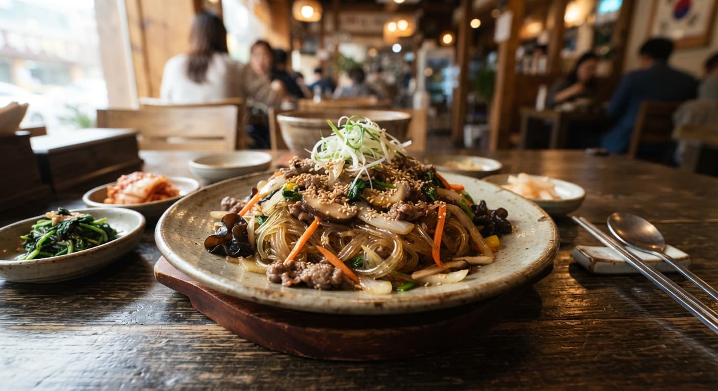 Korean Sweet Potato Noodles (Japchae)
