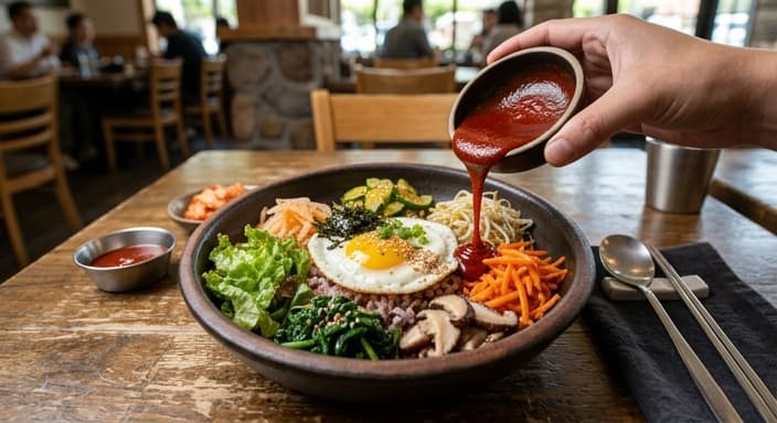 Korean Vegetable Bibimbap with Gochujang Sauce