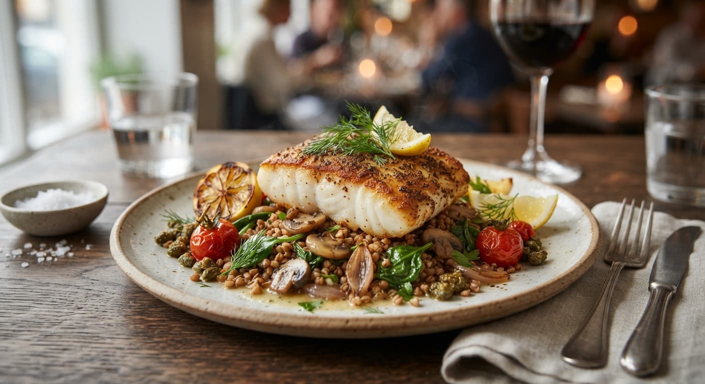 Kryddman-Spiced Pan-Seared Cod with Buckwheat