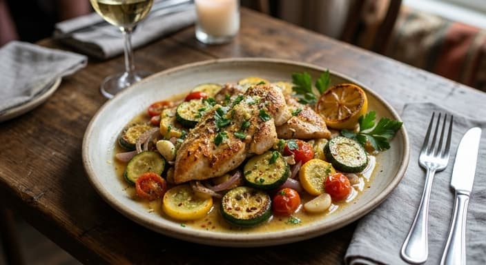 Lemon-Garlic Chicken Zucchini Skillet