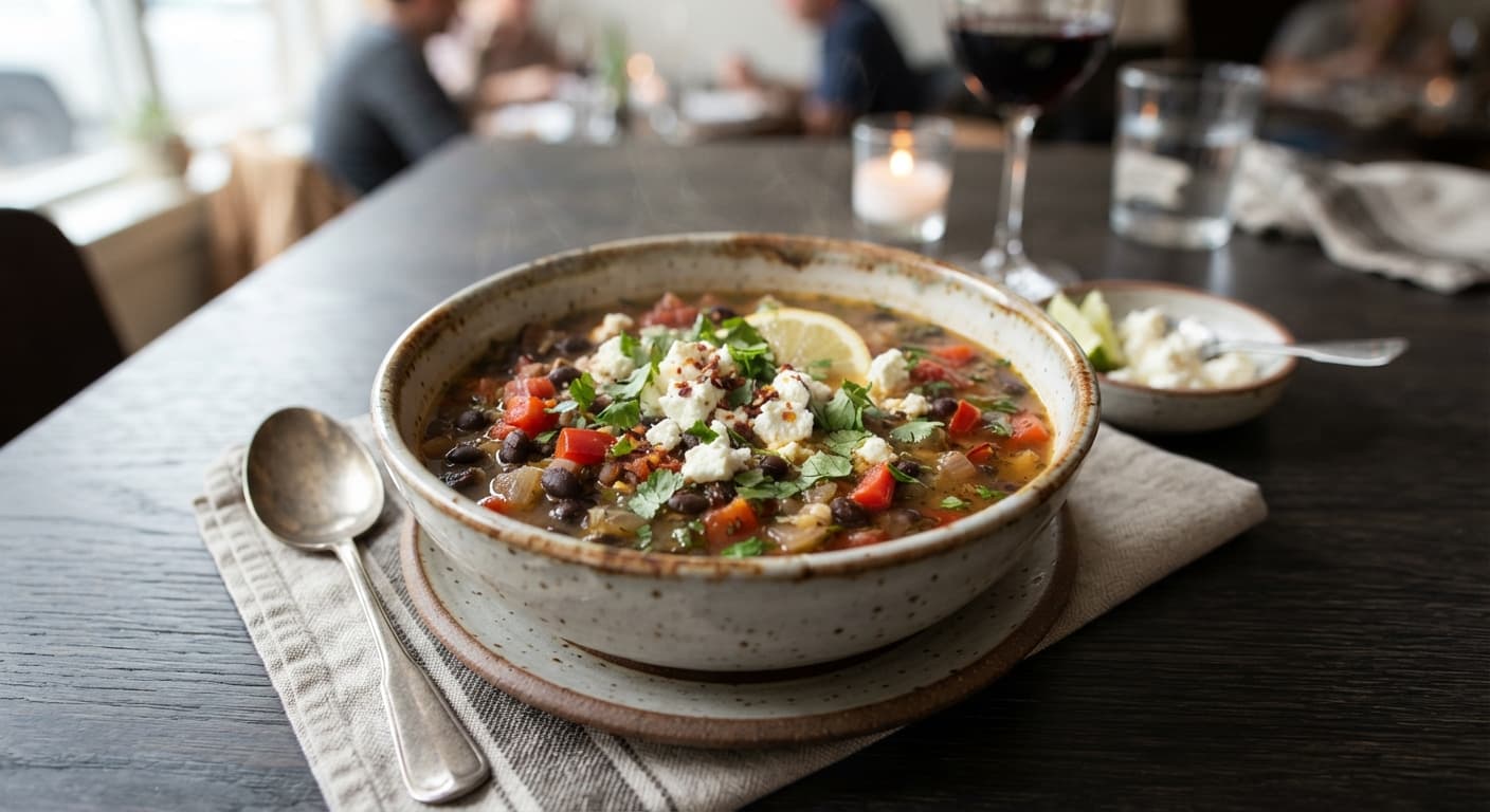 Lemony Black Bean Stew with Feta