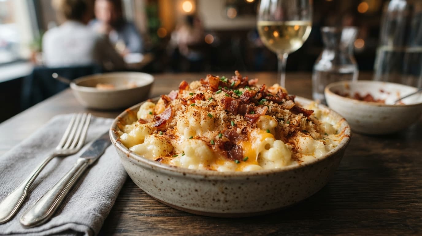 Loaded Cauliflower Mac with Crispy Bacon Crumb