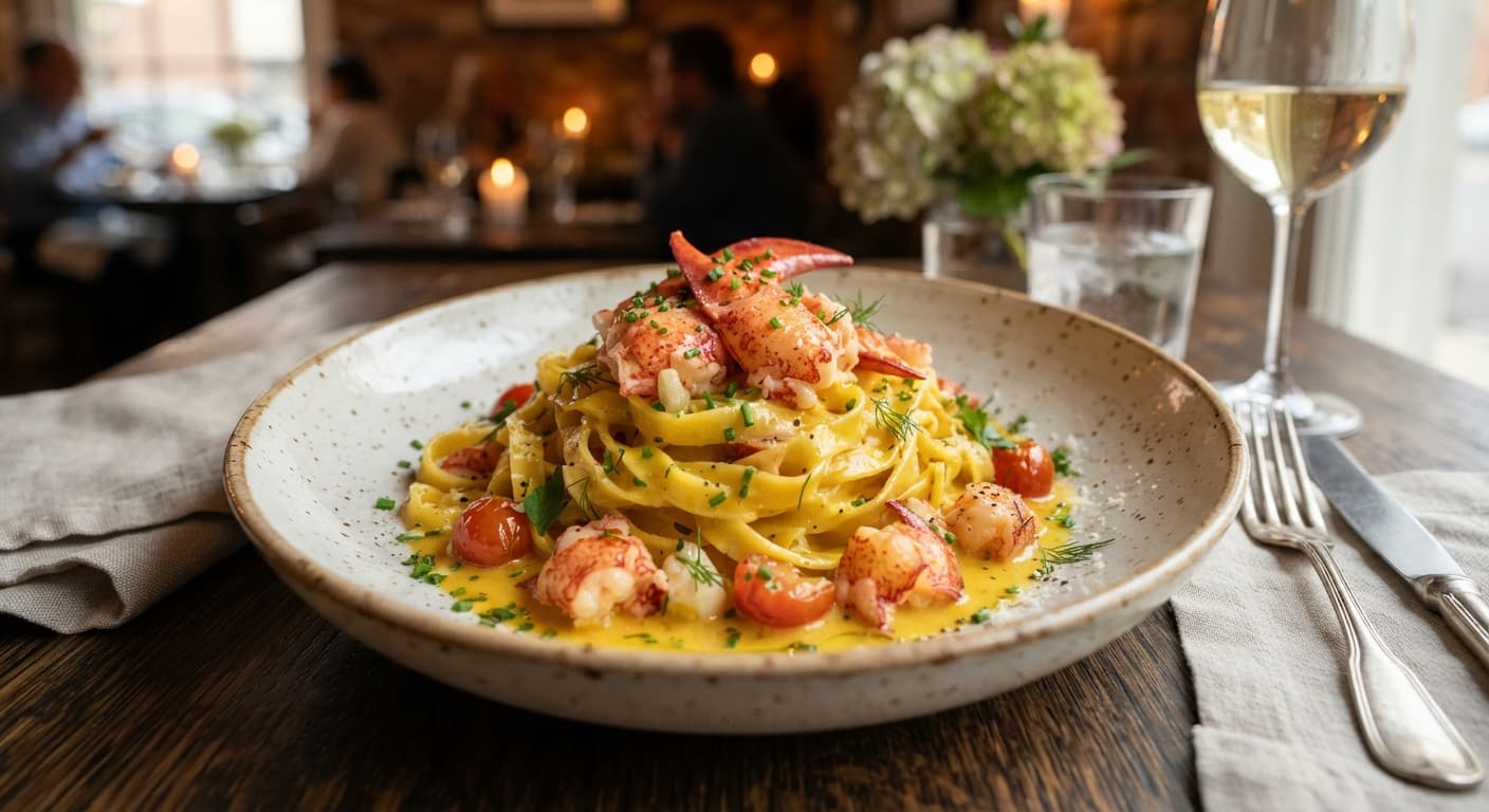 Lobster Tagliatelle with Saffron Cream Sauce