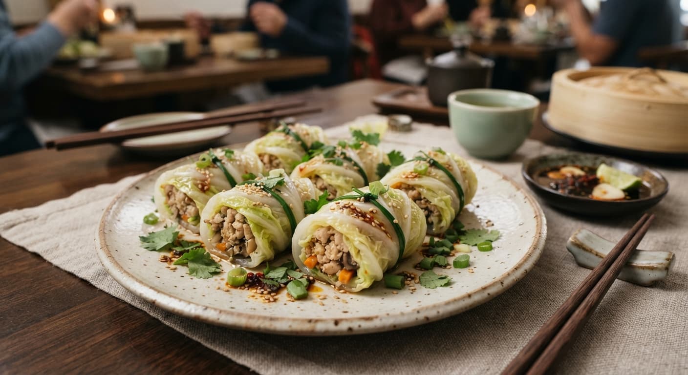 Low-Carb Cabbage-Wrapped Chicken Dim Sum