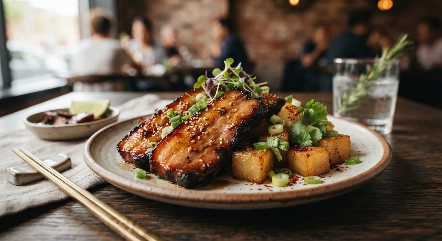 Low-Carb Char Siu Pork Belly with Roasted Daikon