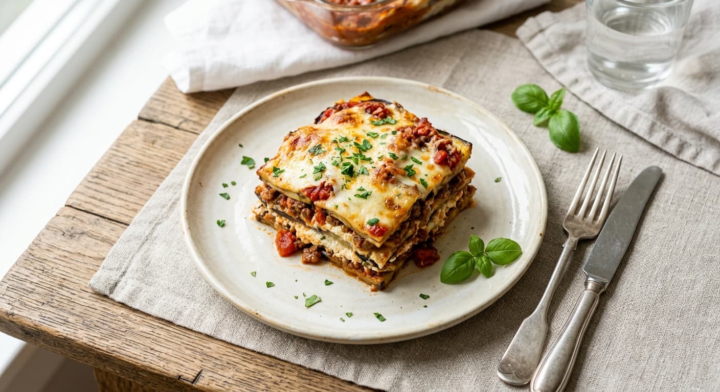 Low-Carb Eggplant Lasagna with Homemade Ricotta