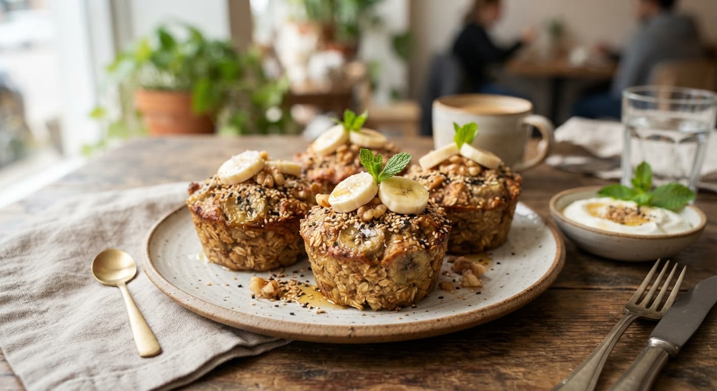 Make-Ahead Baked Oatmeal Cups with Banana and Sesame