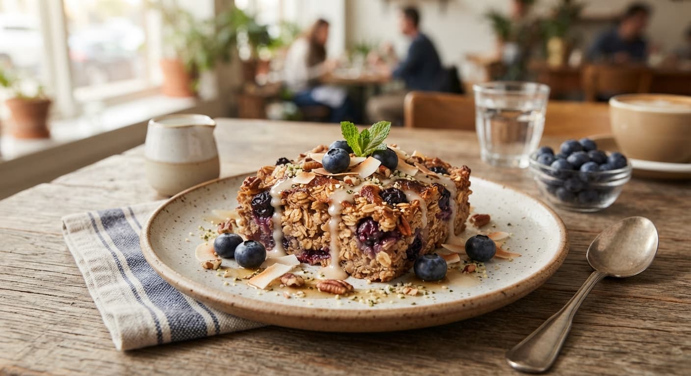 Make-Ahead Baked Oatmeal with Blueberries and Coconut
