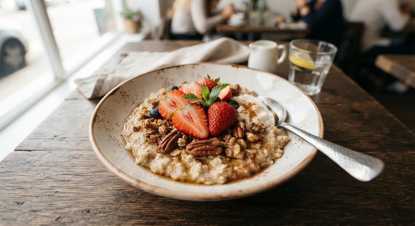 Maple Cinnamon Oat Porridge with Strawberries