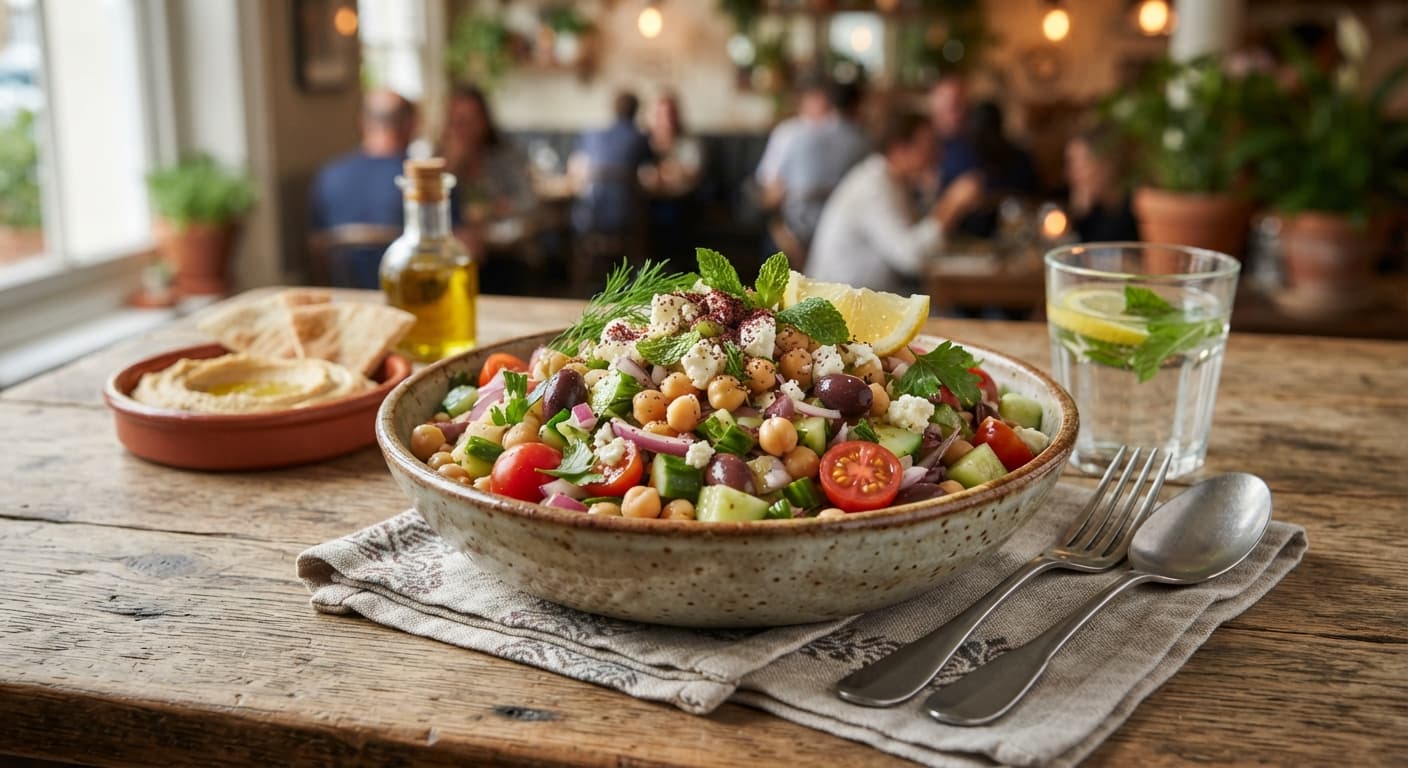 Mediterranean Chickpea and Cucumber Salad Bowl