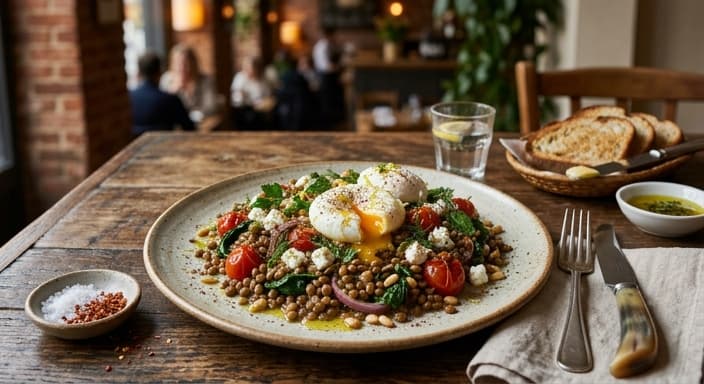 Mediterranean Lemon-Herb Lentil Breakfast Salad (Warm)