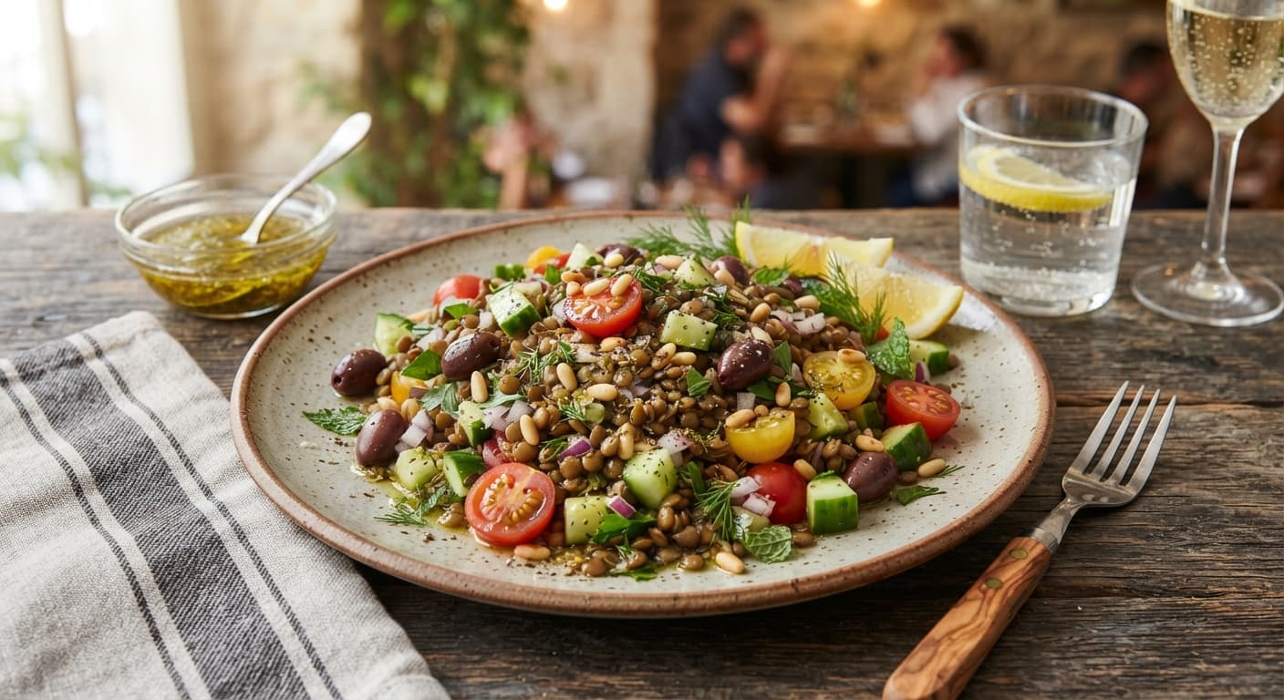 Mediterranean Lentil Salad with Feta‑Free Dressing