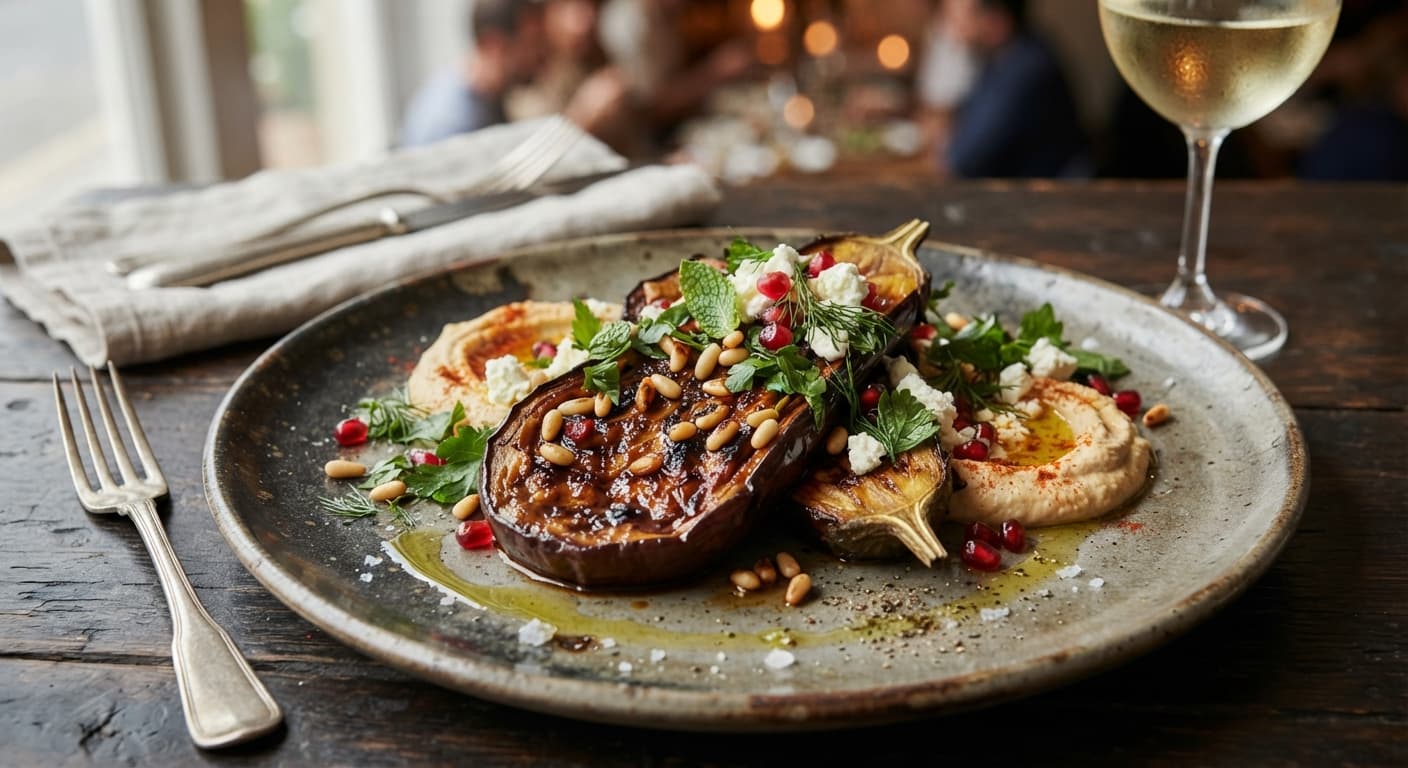 Mediterranean Miso‑Marinated Eggplant