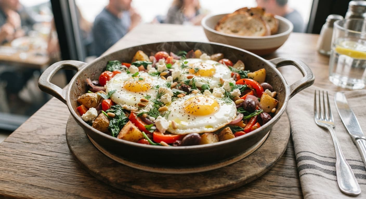 Mediterranean Potato and Spinach Breakfast Skillet