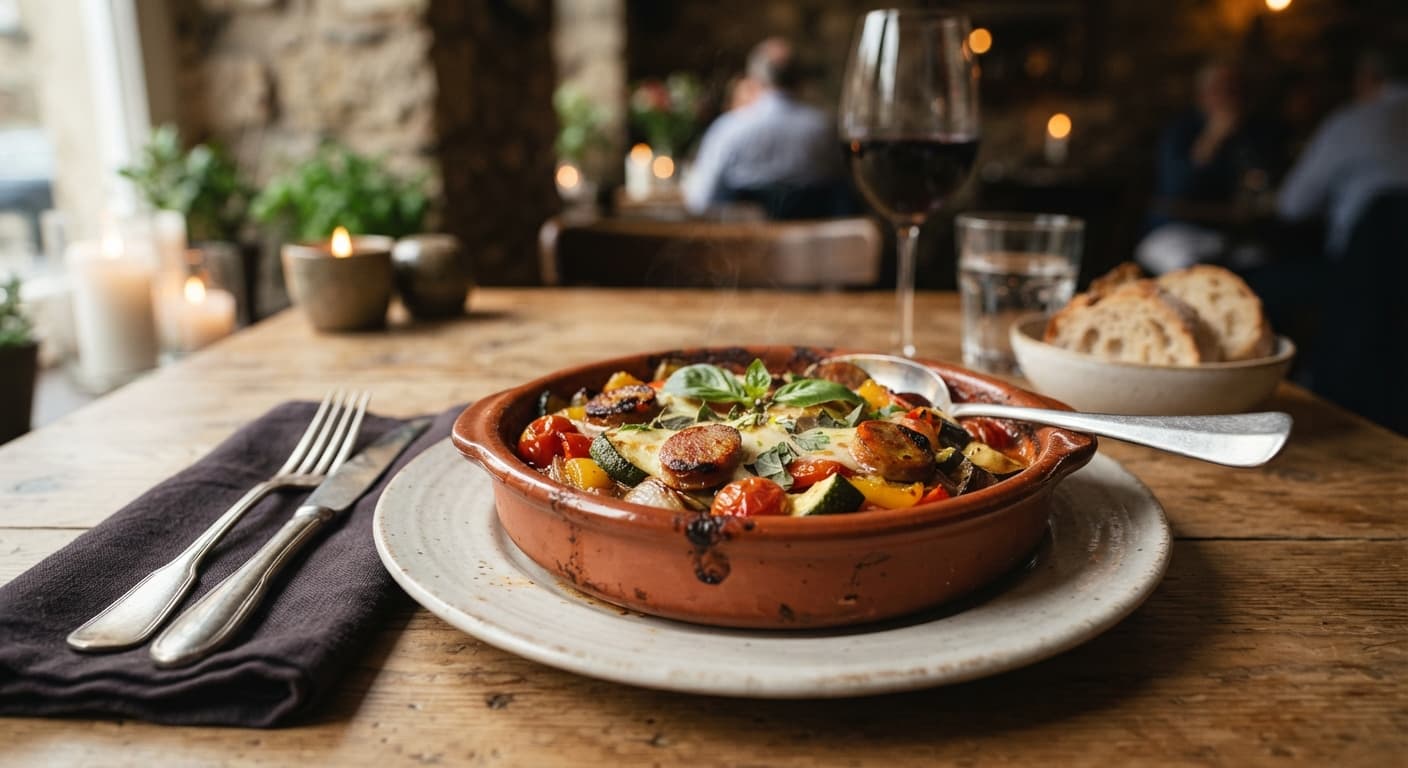 Mediterranean Sausage and Pepper Ratatouille Bake