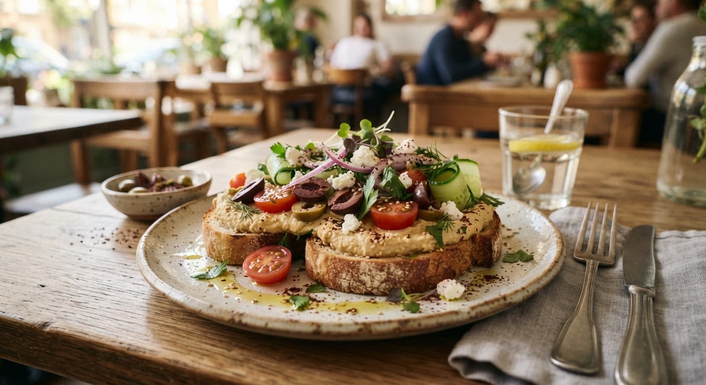 Mediterranean Sesame‑Ginger Hummus Toast