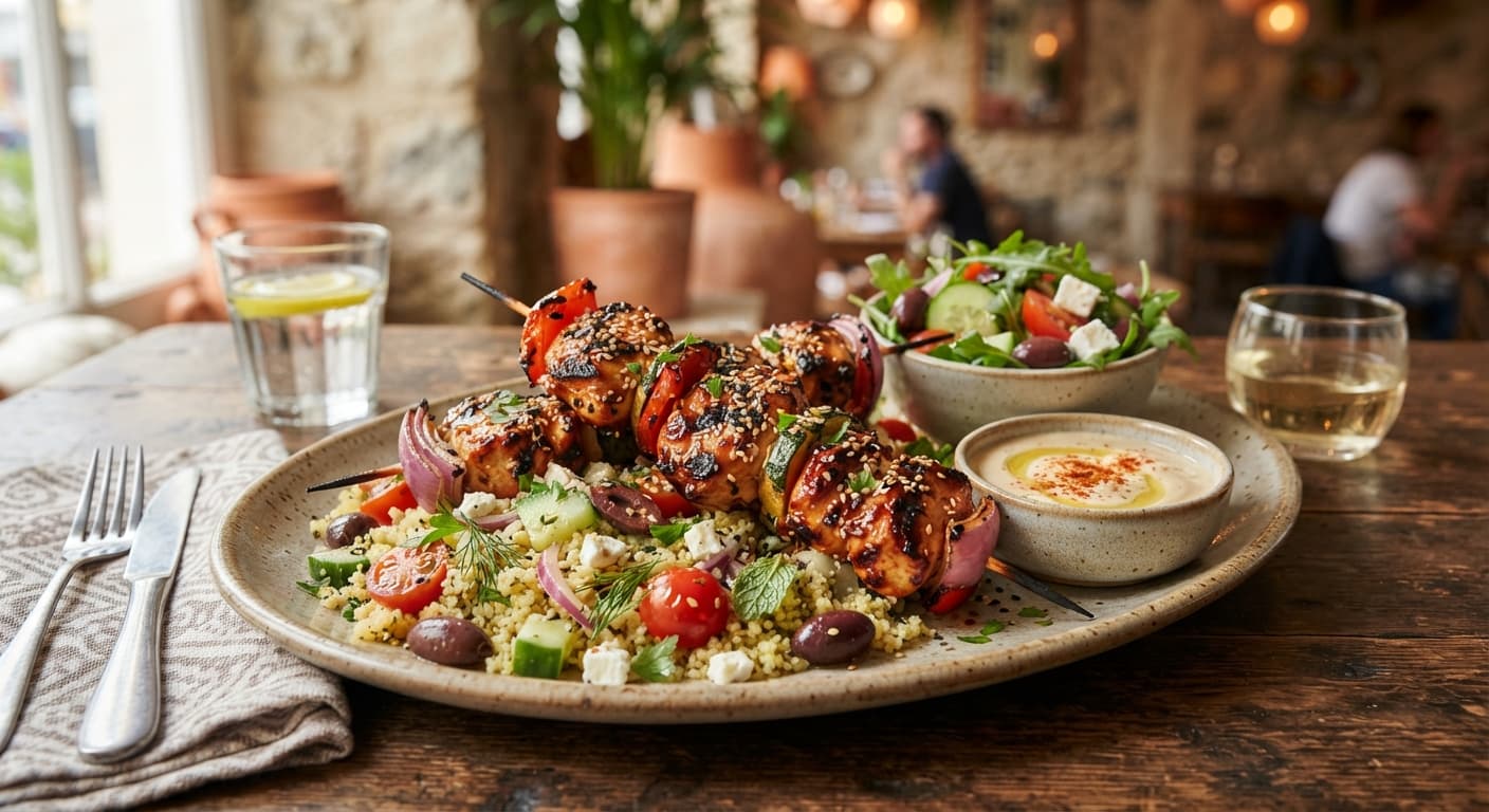 Mediterranean Sesame‑Glazed Chicken Skewers