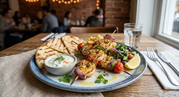 Mediterranean Shrimp Souvlaki with Tzatziki