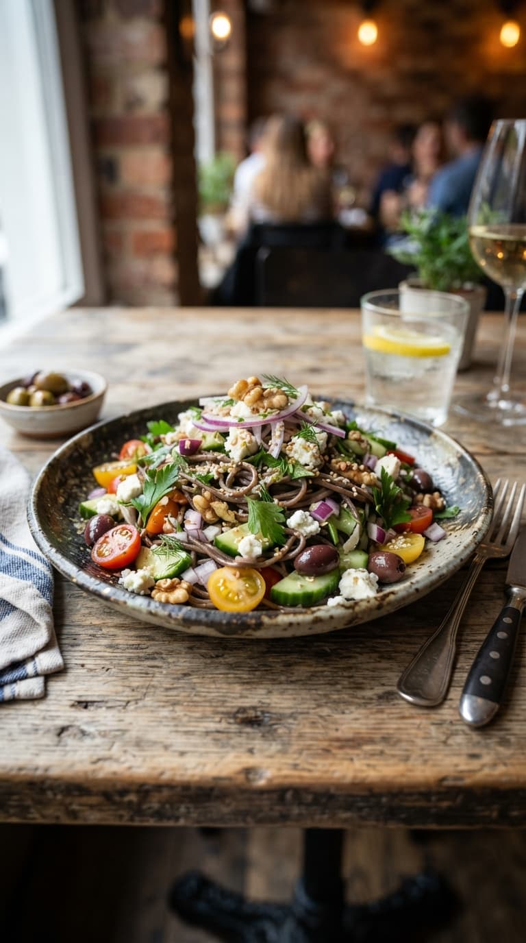 Mediterranean Soba Noodle Salad with Feta