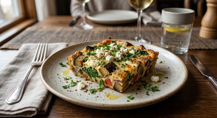 Mediterranean-Style Eggplant Egg Bake with Spinach (Low-Carb)