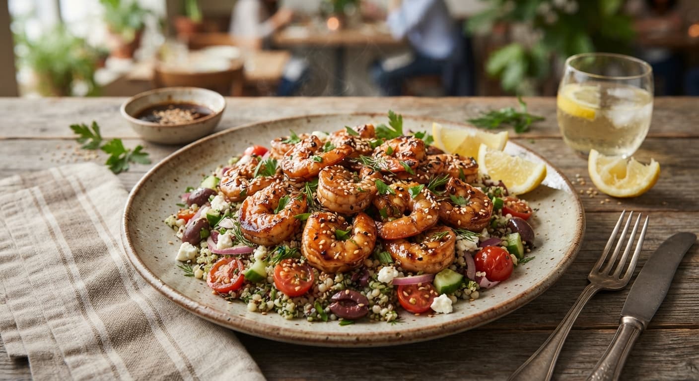 Mediterranean‑Style Sesame‑Glazed Shrimp