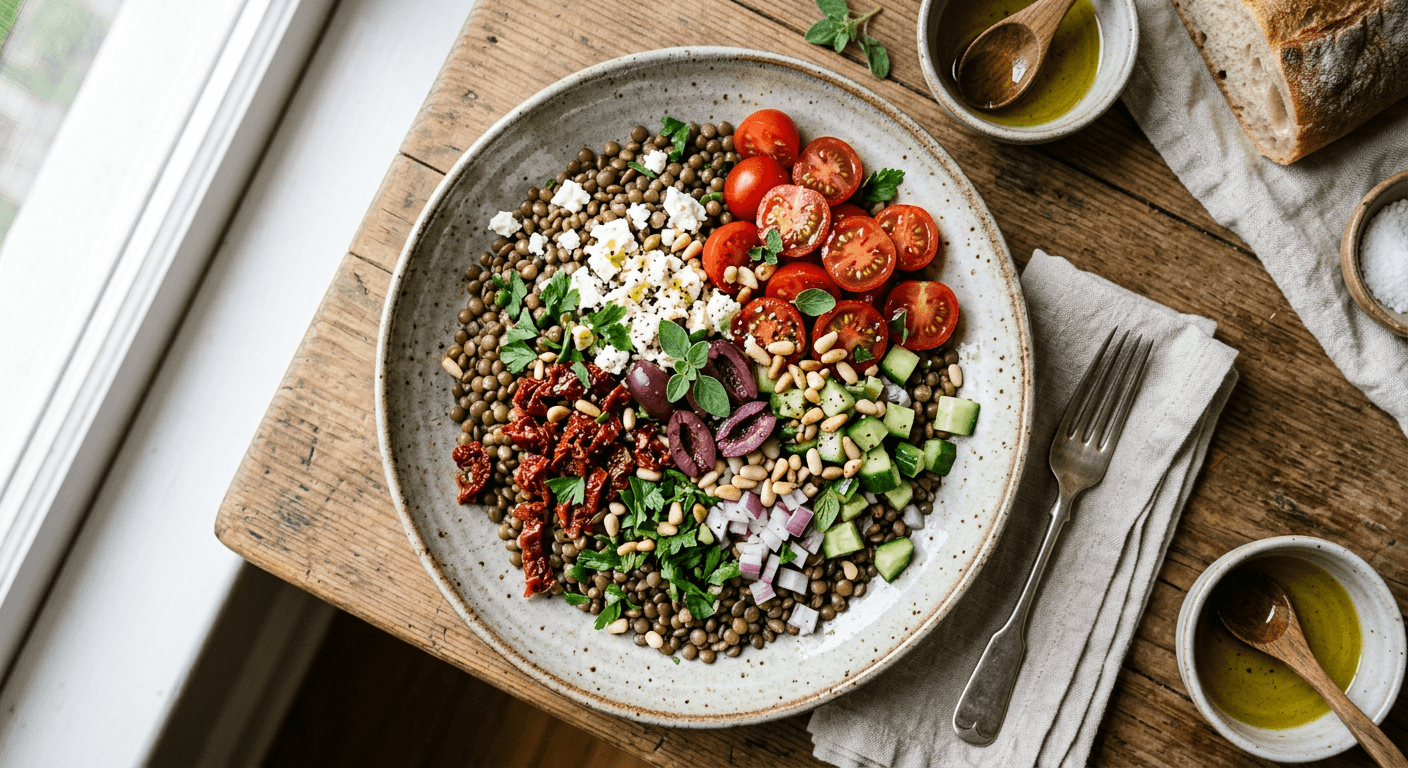 Mediterranean Sun-Dried Tomato Lentil Salad