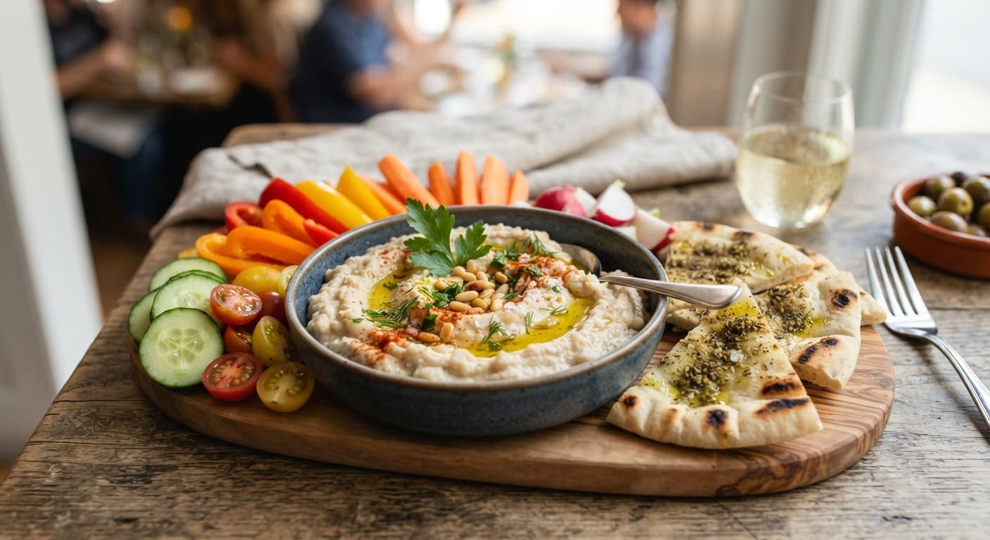 Mediterranean White Bean Dip with Fresh Vegetables