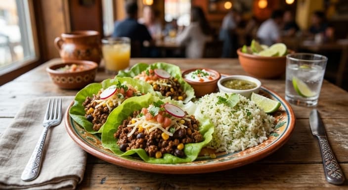 Mexican Beef and Black Bean Lettuce Wraps with Lime Rice