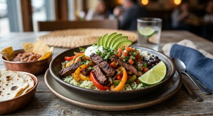 Mexican Beef Fajita Bowl with Bell Peppers and Lime