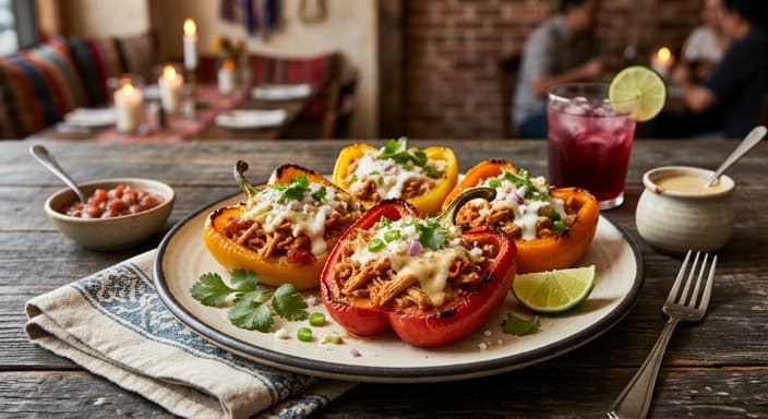 Mexican Chicken Tinga Stuffed Peppers (No Tortillas)