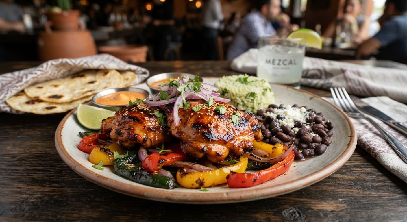 Mexican Chipotle Chicken Thighs with Roasted Peppers