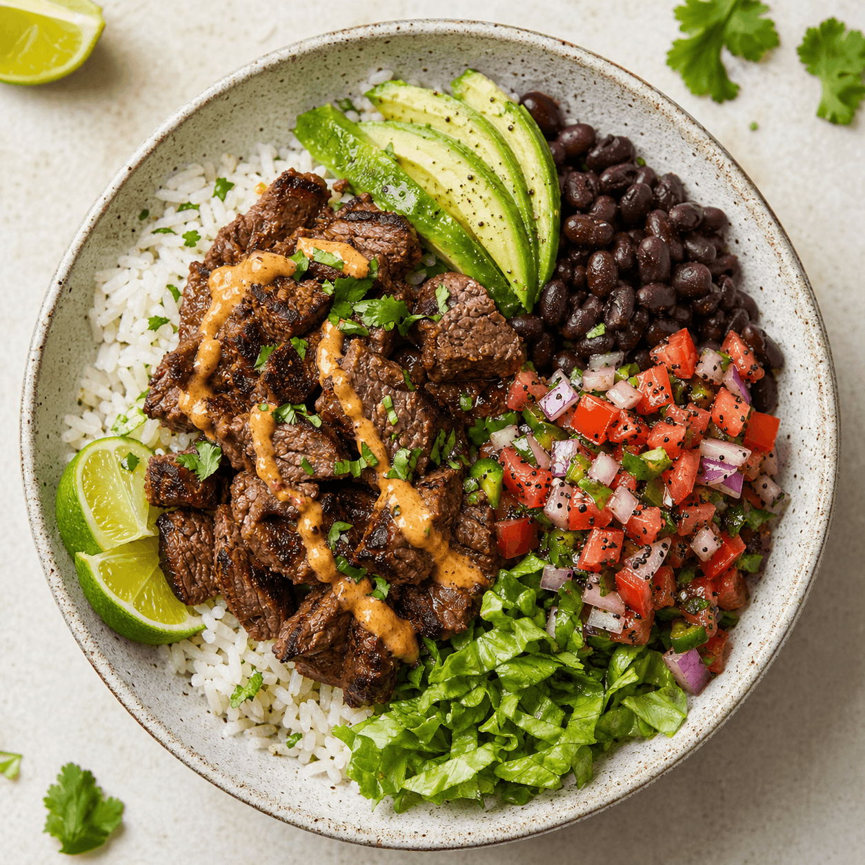 Mexican Chipotle-Lime Beef Bowl with Poppy Seed Pico