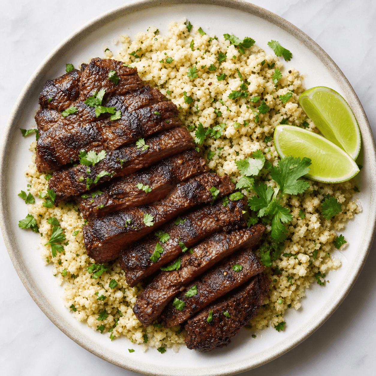 Mexican Chipotle Lime Skillet Steak & Cauliflower Rice (Low-Carb)