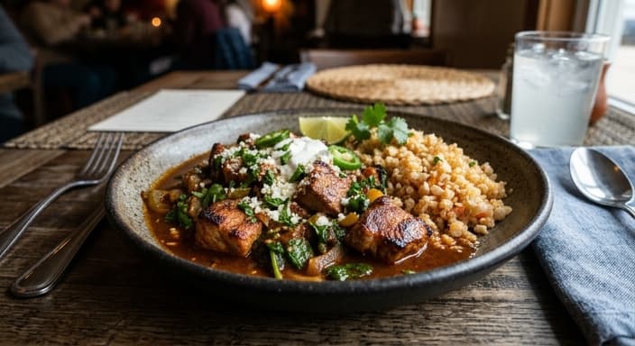 Mexican Chipotle Pork & Spinach Skillet with Cauliflower Rice (Low-Carb)