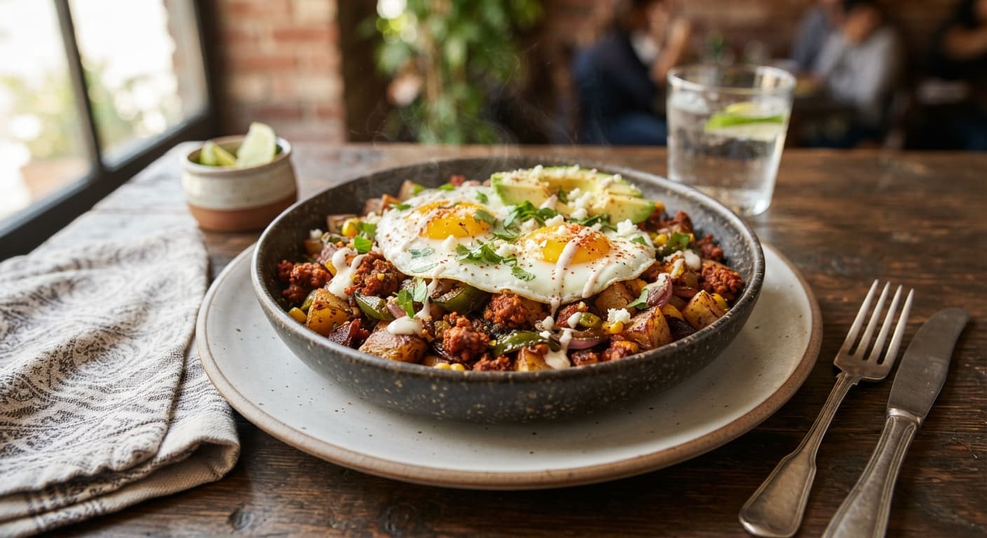 Mexican Chorizo and Poblano Breakfast Hash