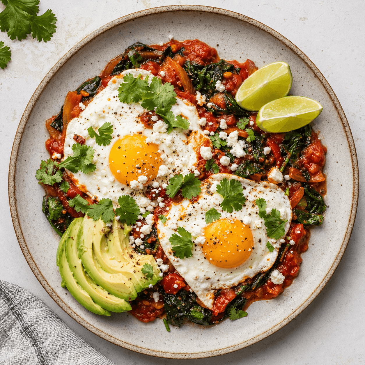 Mexican Huevos Rancheros Skillet with Spinach (Low-Carb)