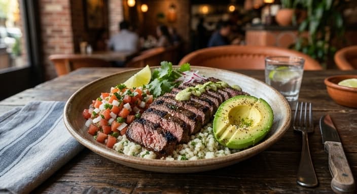 Mexican Low-Carb Carne Asada Bowl with Pico and Avocado
