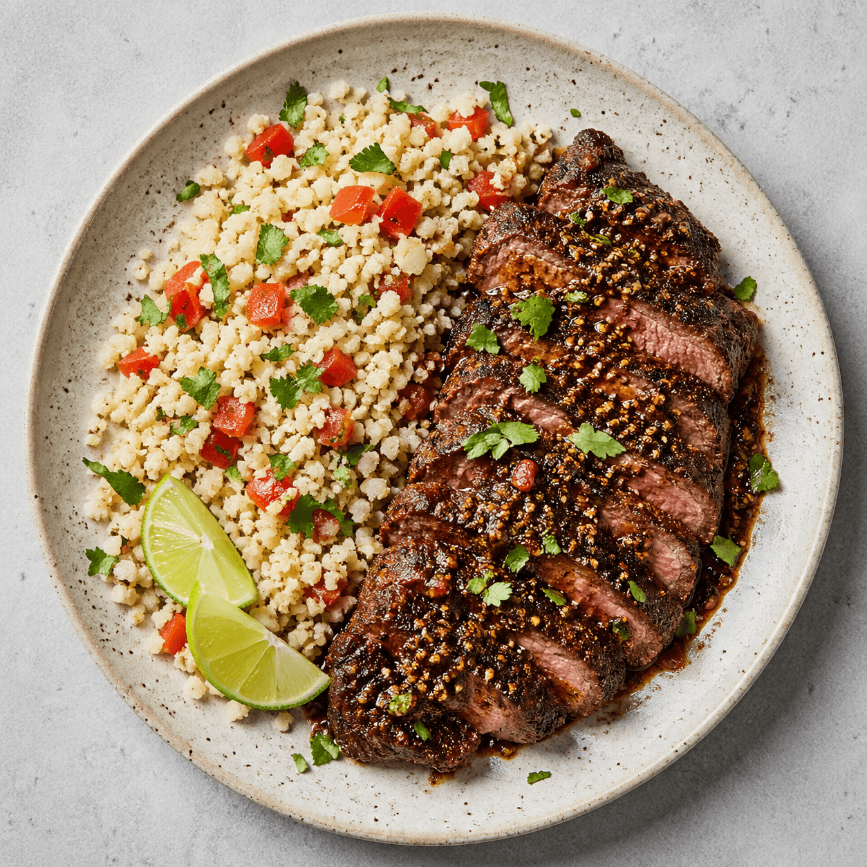 Mexican Poppy-Seed Chipotle Steak with Cauliflower Rice