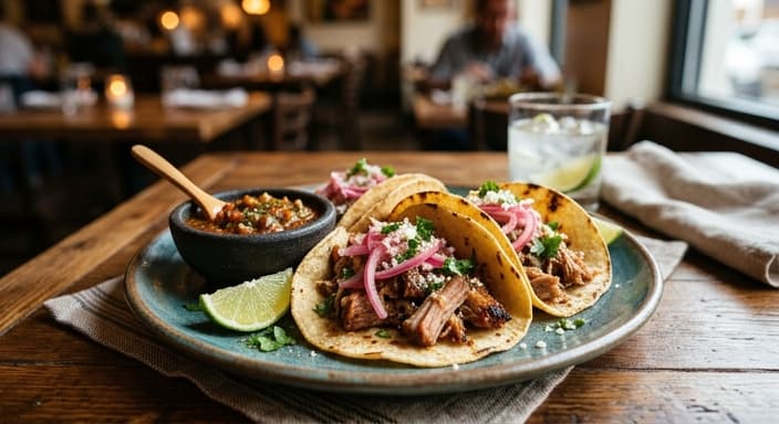 Mexican Pork and Pickled-Onion Tacos with Charred Tomato Salsa
