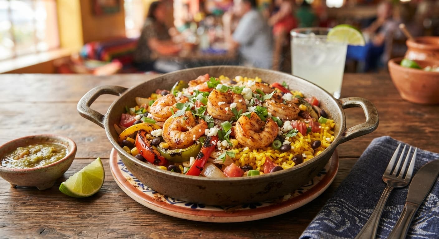 Mexican Shrimp and Yellow Rice Skillet
