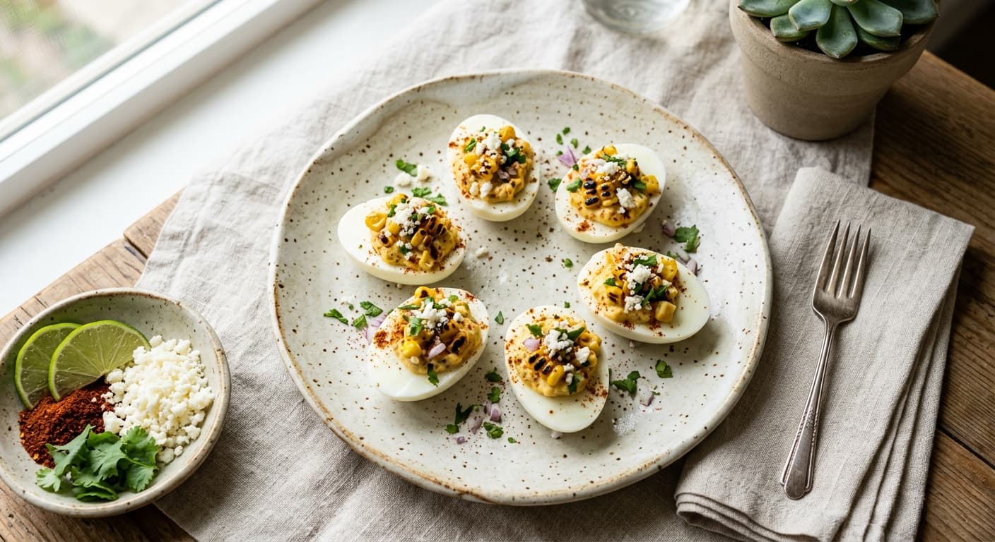 Mexican Street Corn Style Deviled Eggs