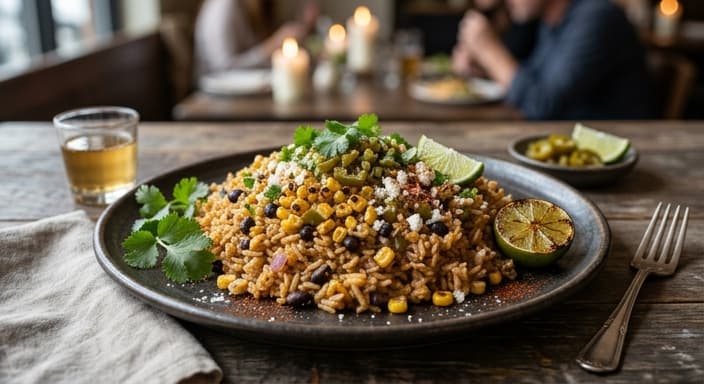 Mexican Street Corn-Style Rice with Pickled Jalapeño Vibes (No Dairy)