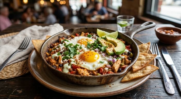 Mexican Street-Style Chicken Egg Skillet (Low-Carb Tostada-Style)
