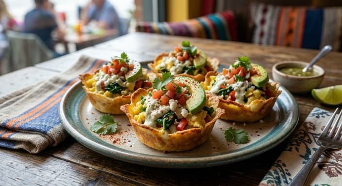 Mexican Street-Style Egg & Spinach Tostada Cups (Low-Carb)