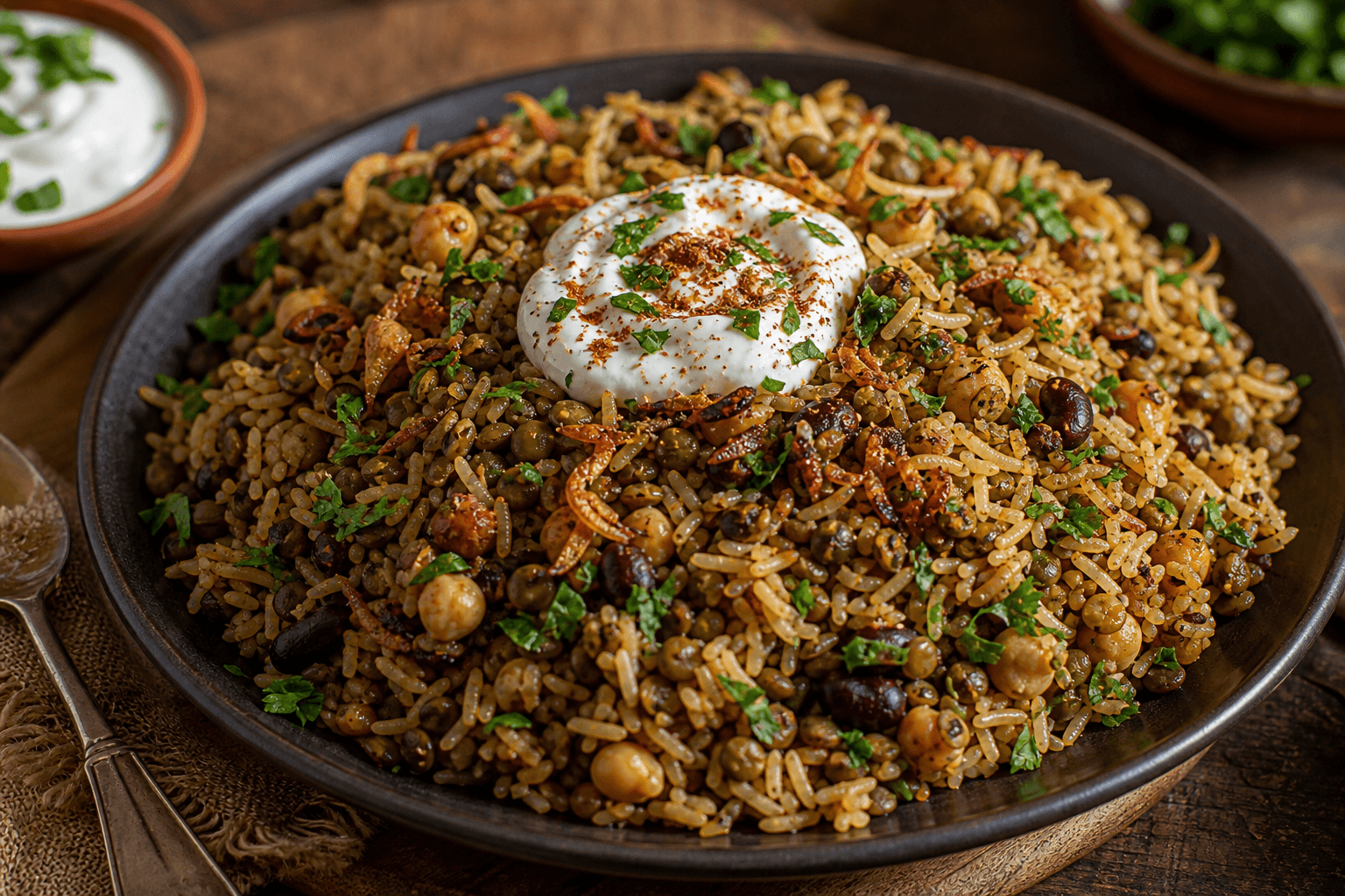 Middle Eastern Spiced Lentil-Bean Rice (Quick Mashup)