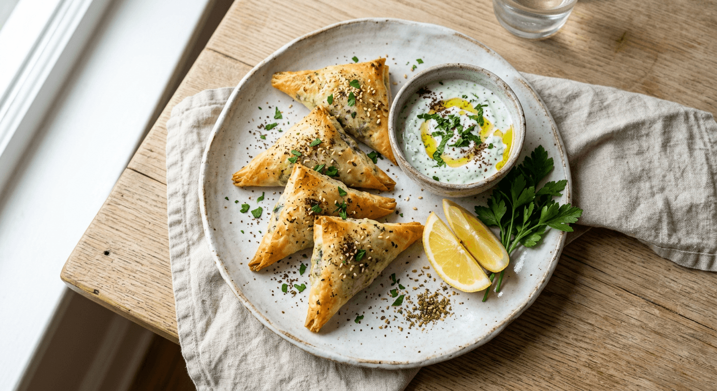 Middle Eastern Spinach and Feta Samosas
