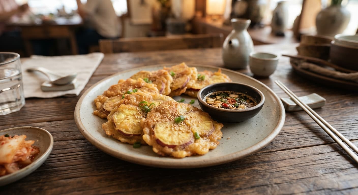 Mild Korean Sweet Potato Pancake (Goguma Jeon)