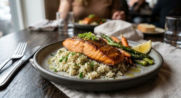 Miso-Butter Salmon with Herbed Rice