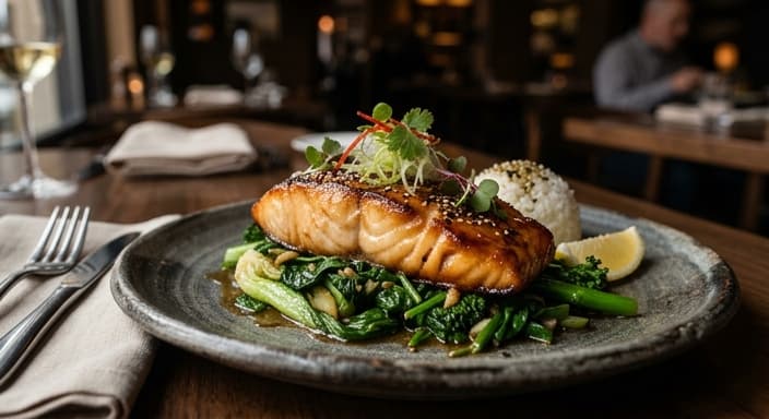 Miso-Glazed Cod with Greens