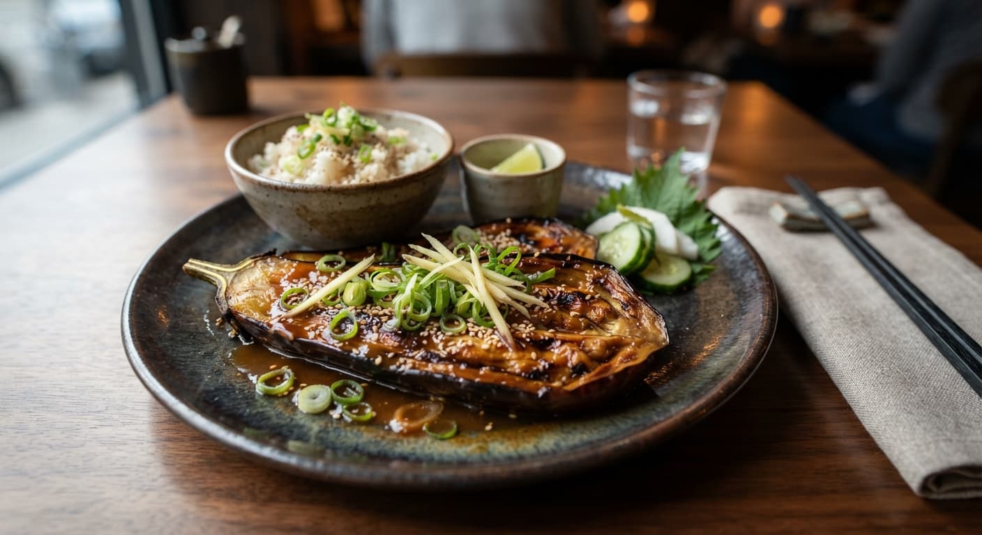 Miso‑Marinated Eggplant with Scallion‑Ginger Glaze